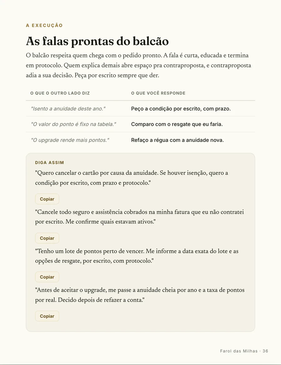 Página real do guia: Falas prontas
